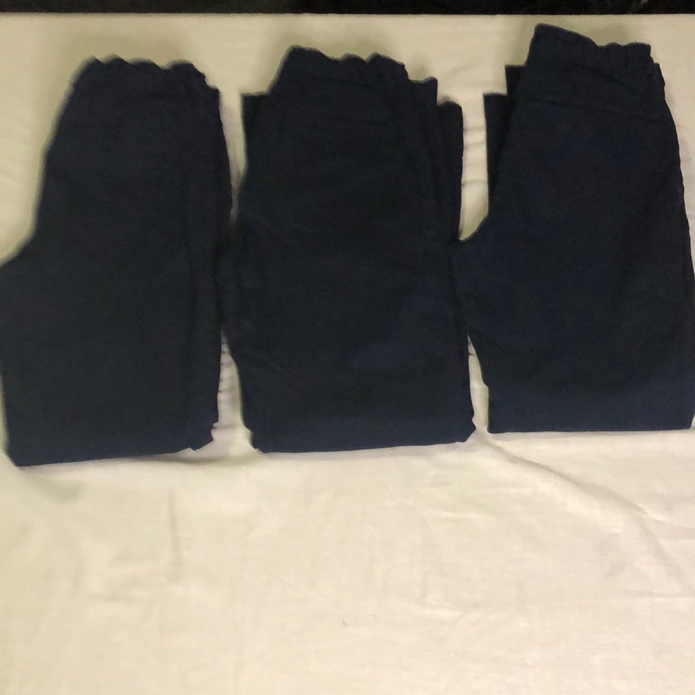Three pairs of Old Navy uniform pants size 10, Navy blue
